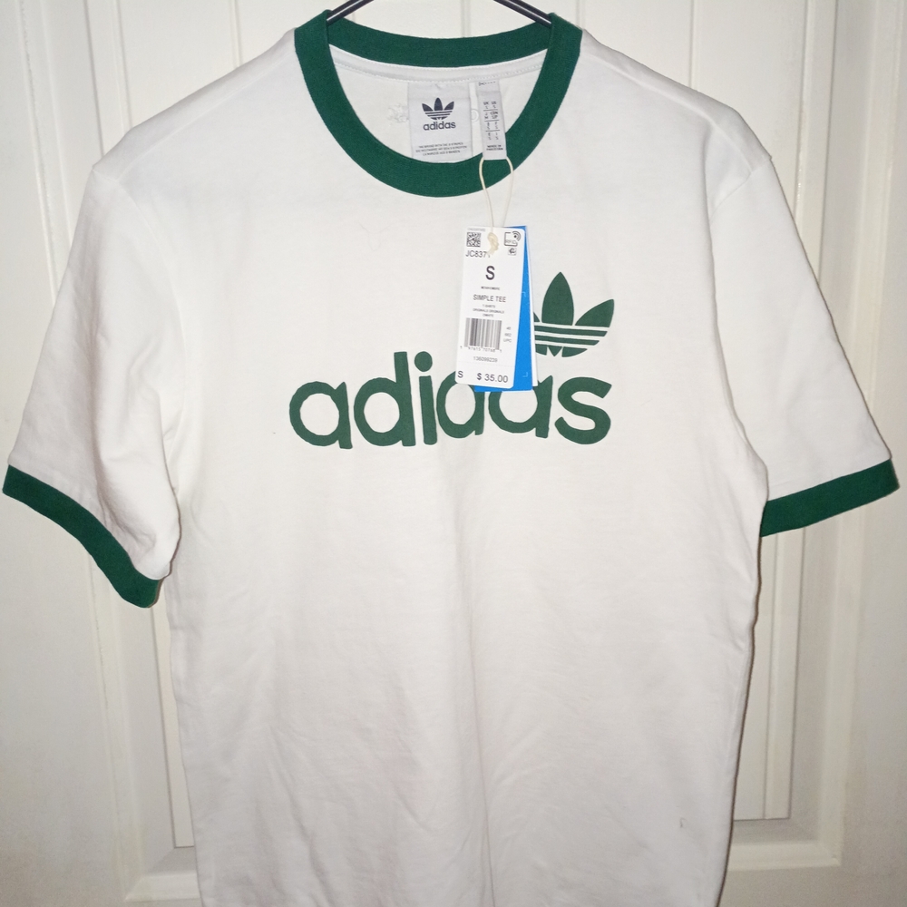 Adidas Originals White Tee with Green Logo